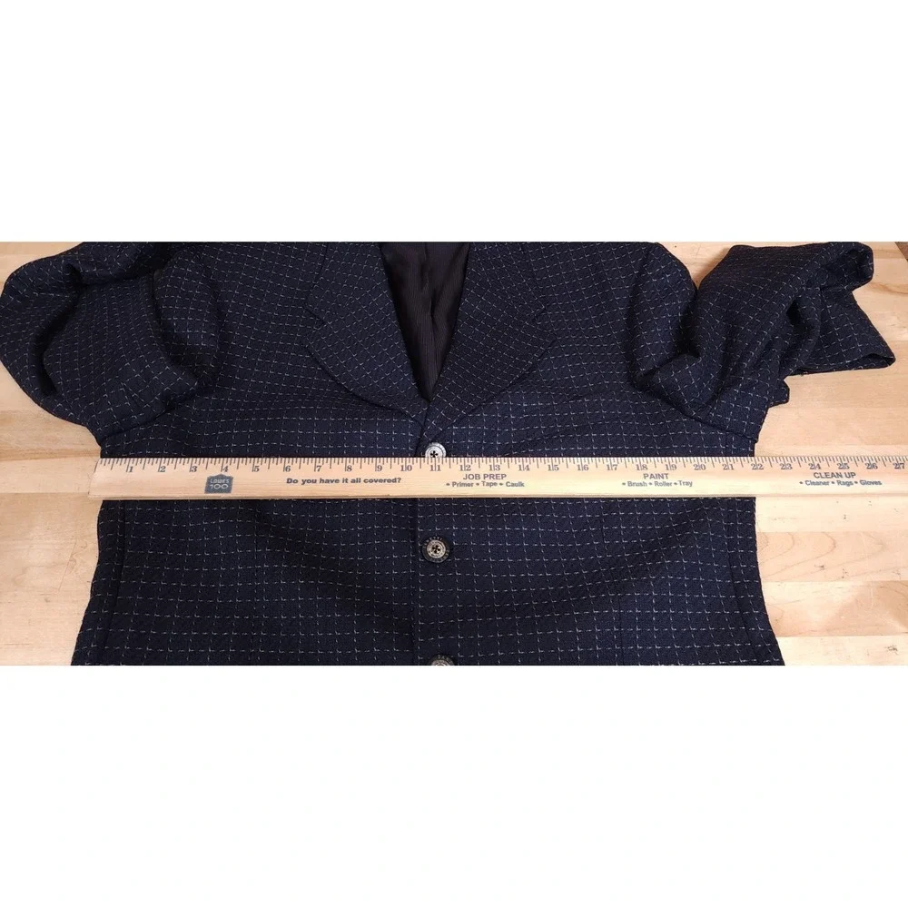 Extrema Zanetti Parma Mens Blazer Suit Jacket Wool Silk Blue‎ Check Italy 44L